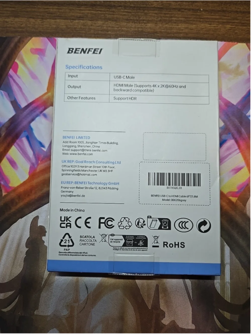 BENFEI USB C to HDMI Cable 6ft 4K 60Hz HDR New